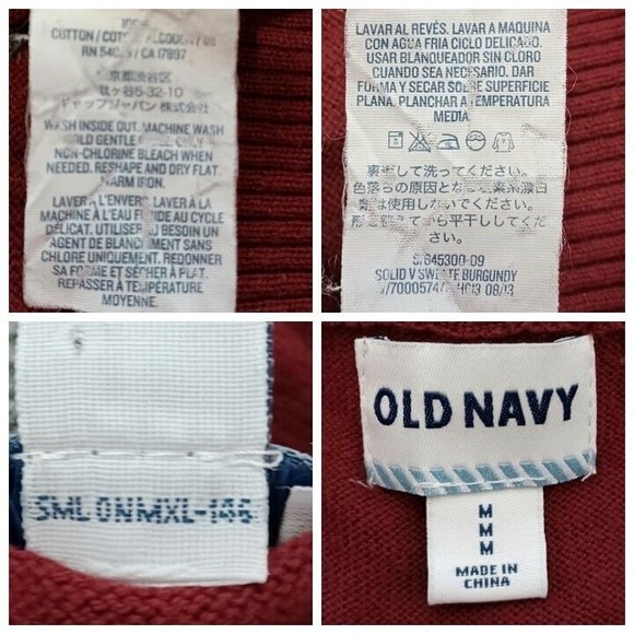 Old Navy Women's Size Medium Long Sleeve Pullover Knit Solid V Sweater Burgundy - Picture 9 of 9